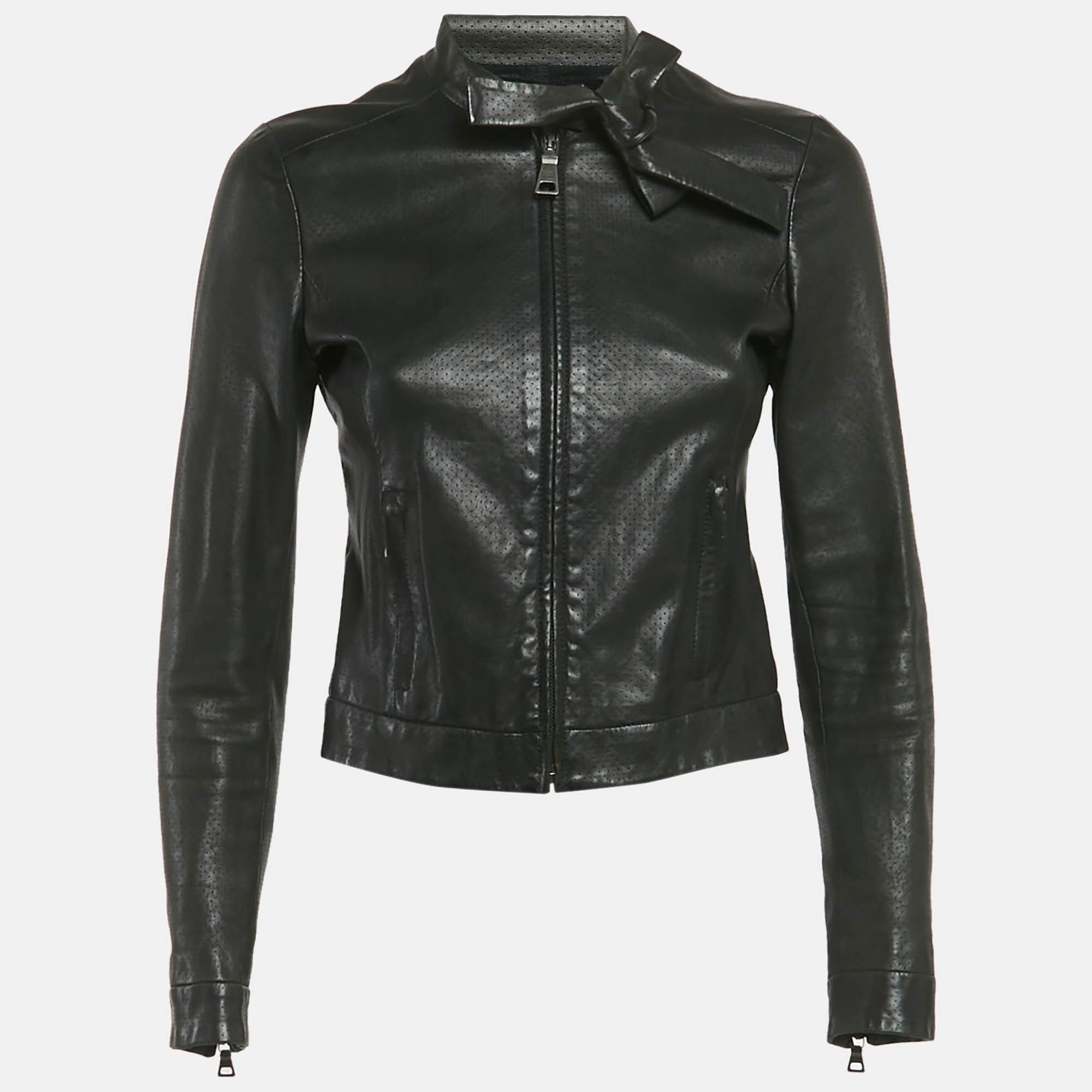 

Prada Black Perforated Leather Jacket S