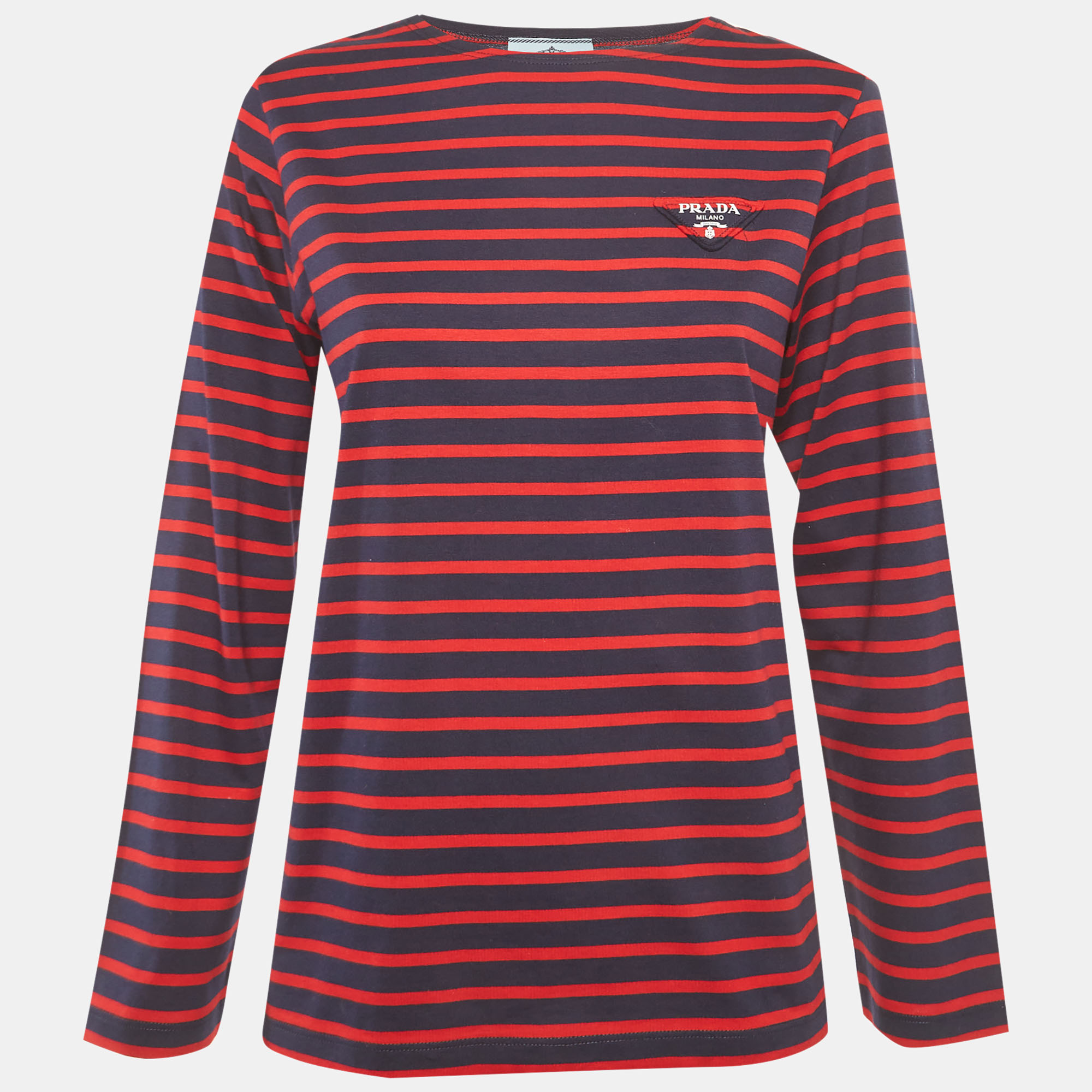 

Prada Blue/Red Striped Jersey Long Sleeve T-Shirt M
