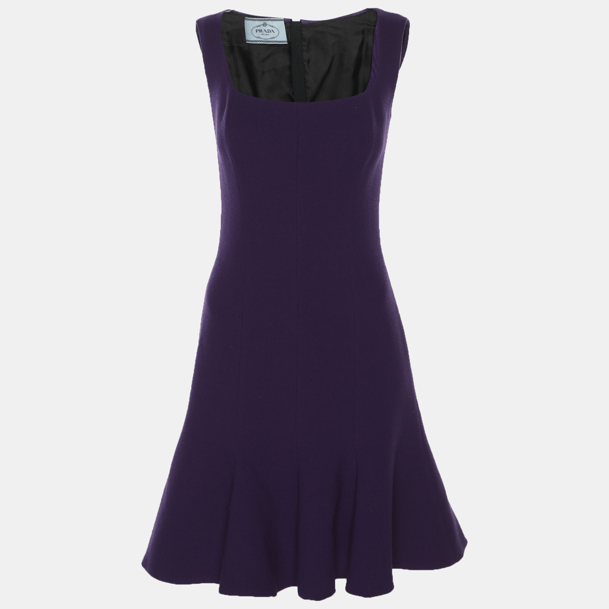 

Prada Purple Virgin Wool Flare Midi Dress S