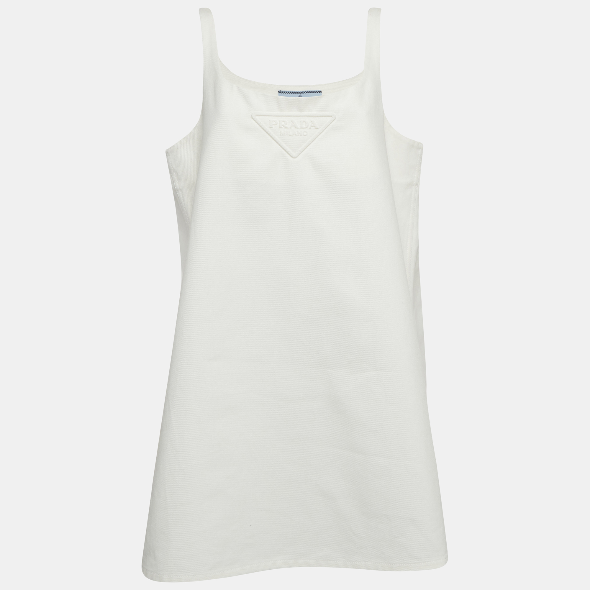 

Prada White Denim Sleeveless Oversized Mini Dress L