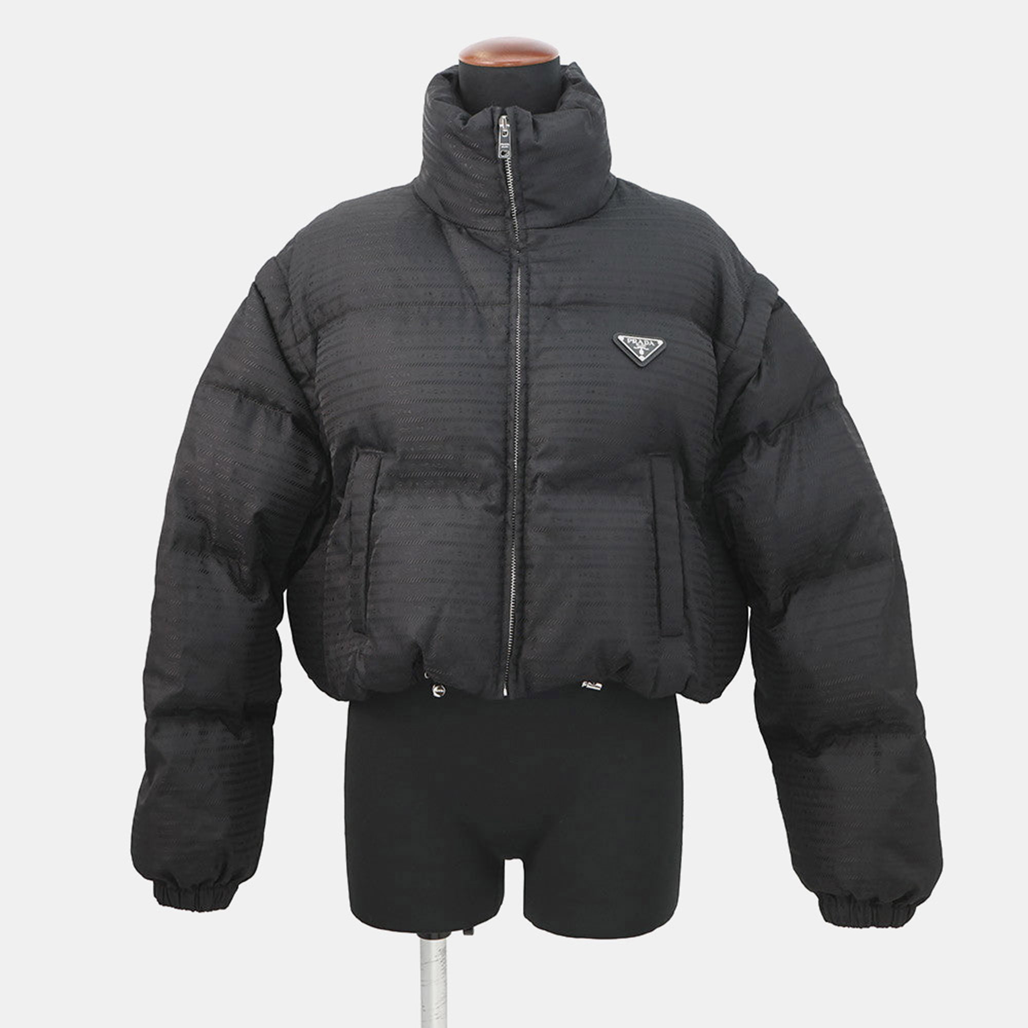 

Prada Re-Nylon Cropped 2-Way Down Jacket Size  Black Nylon