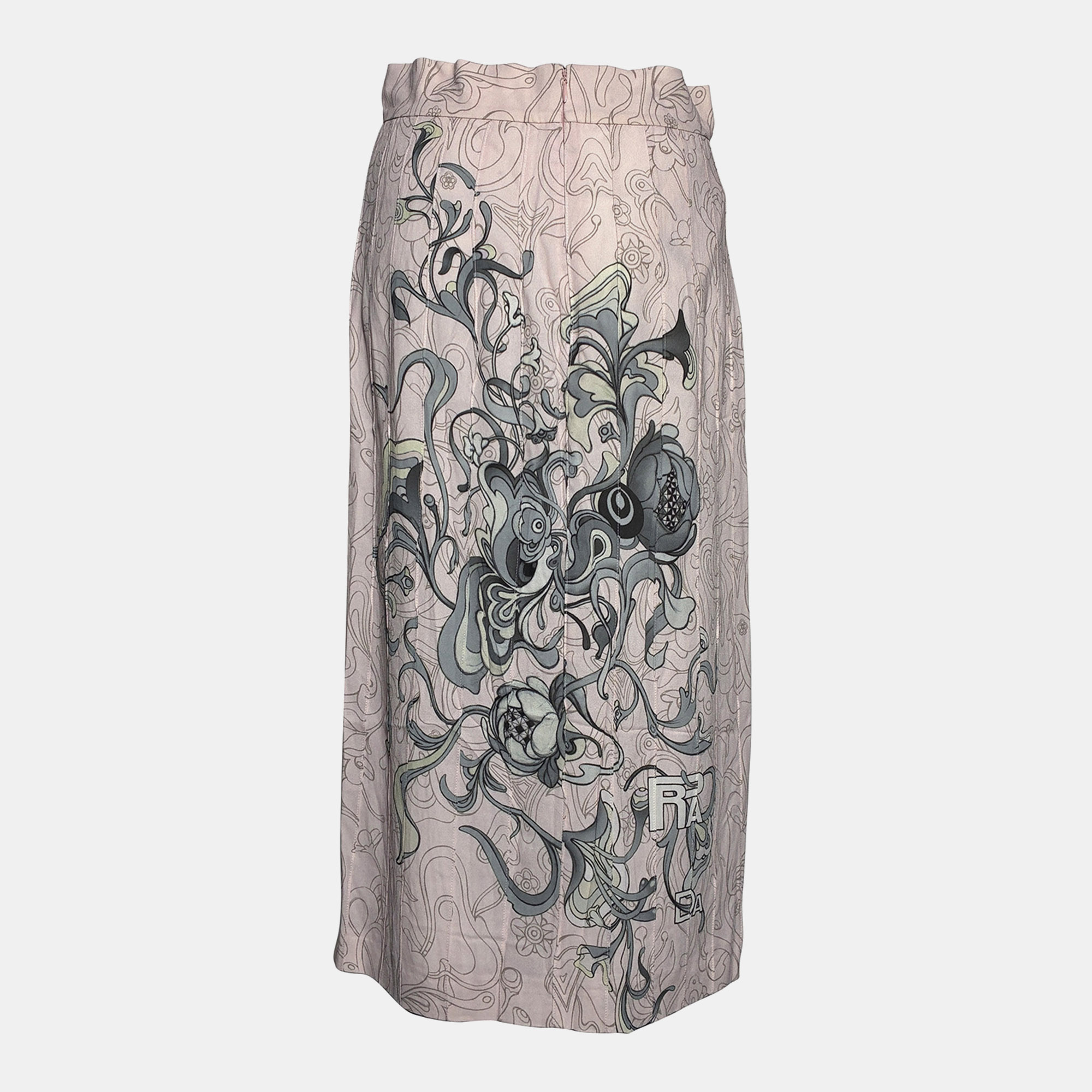 

Prada Pink Silk Midi-length Floral Skirt