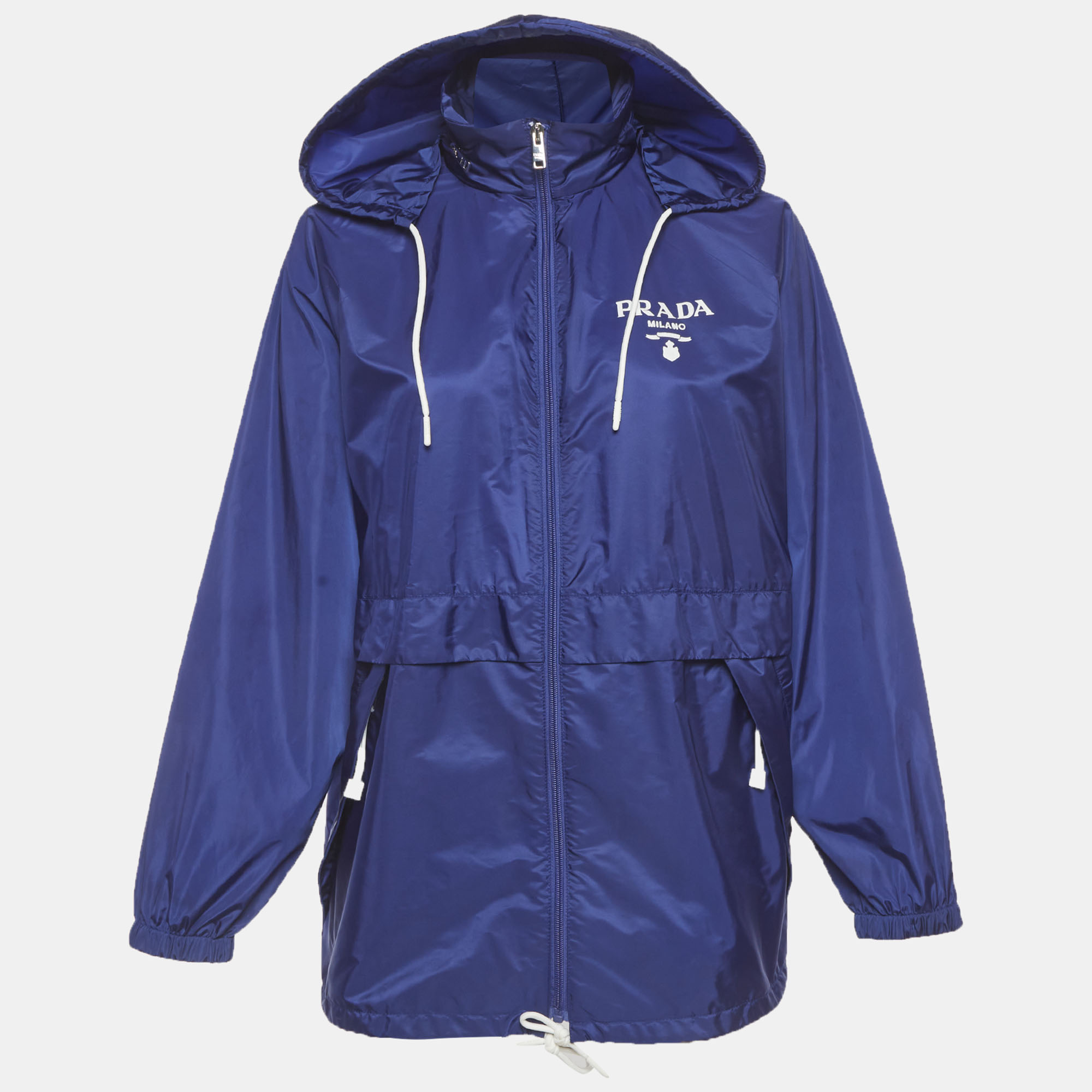

Prada Blue Re Nylon Hooded Windbreaker Jacket XS, Black