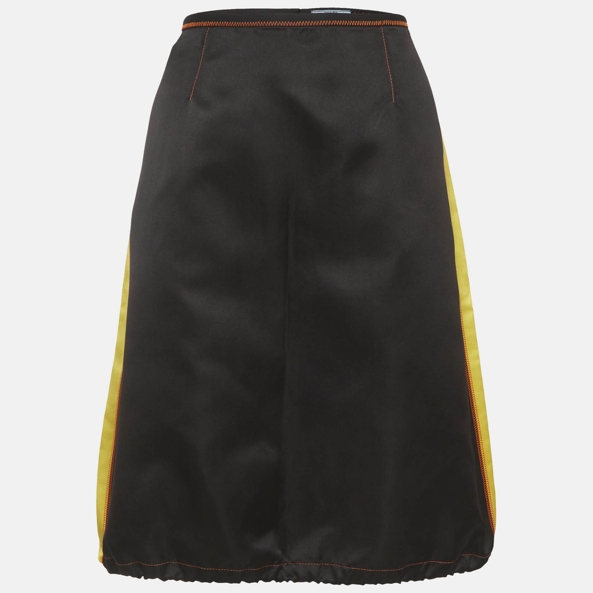 

Prada Black Side Stripe Satin Mini Skirt M