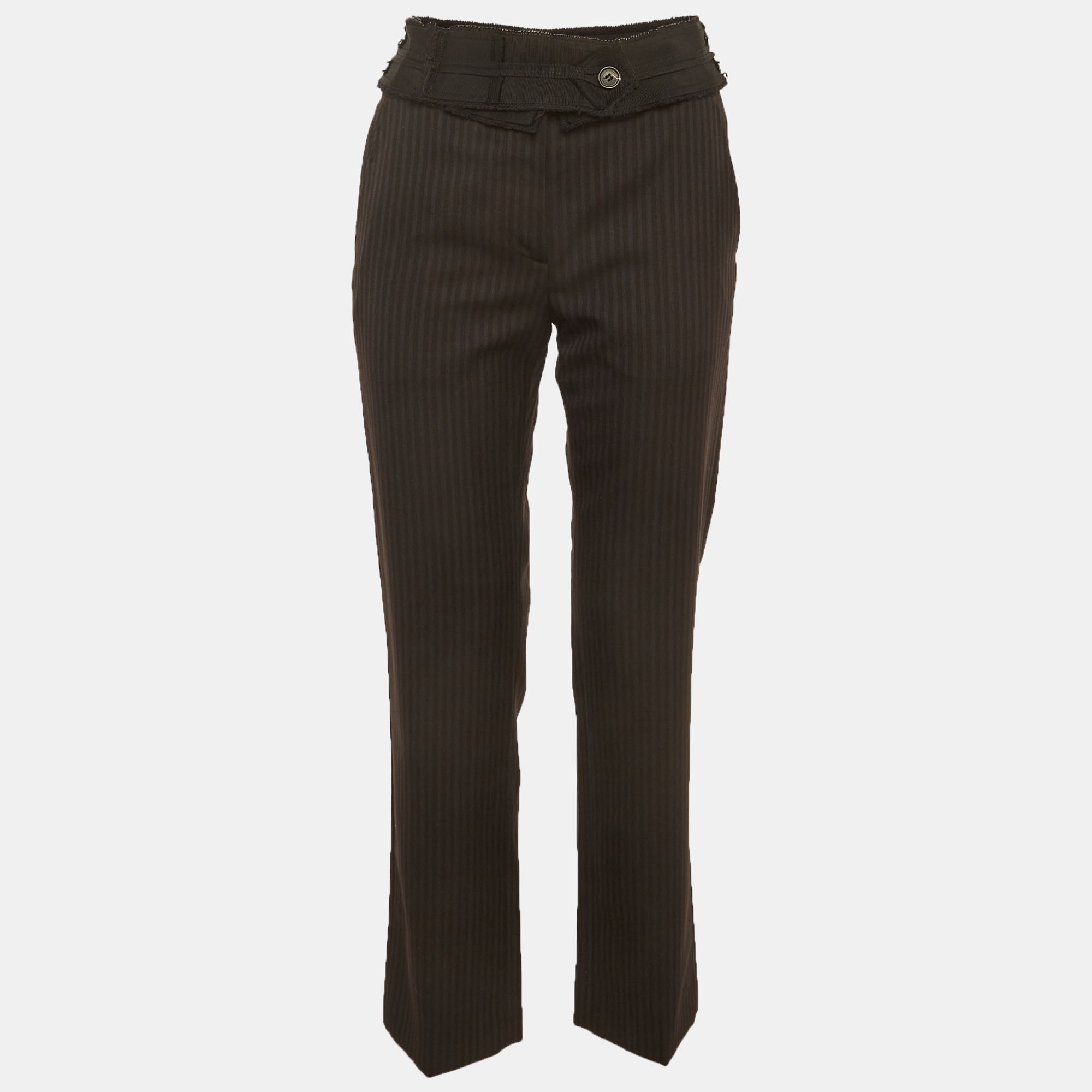 

Prada Black Striped Cotton Raw Edge Trousers S, Blue