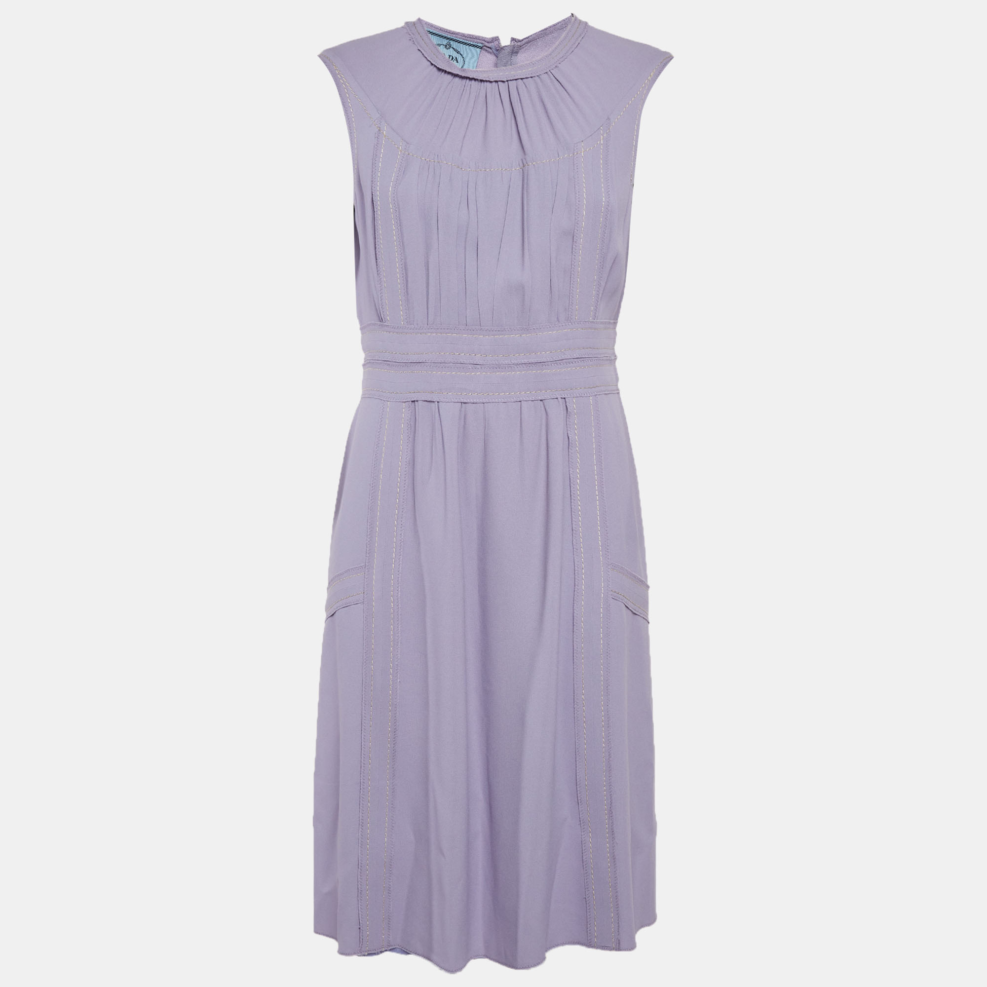 

Prada Purple Crepe Raw Seam Shift Dress L