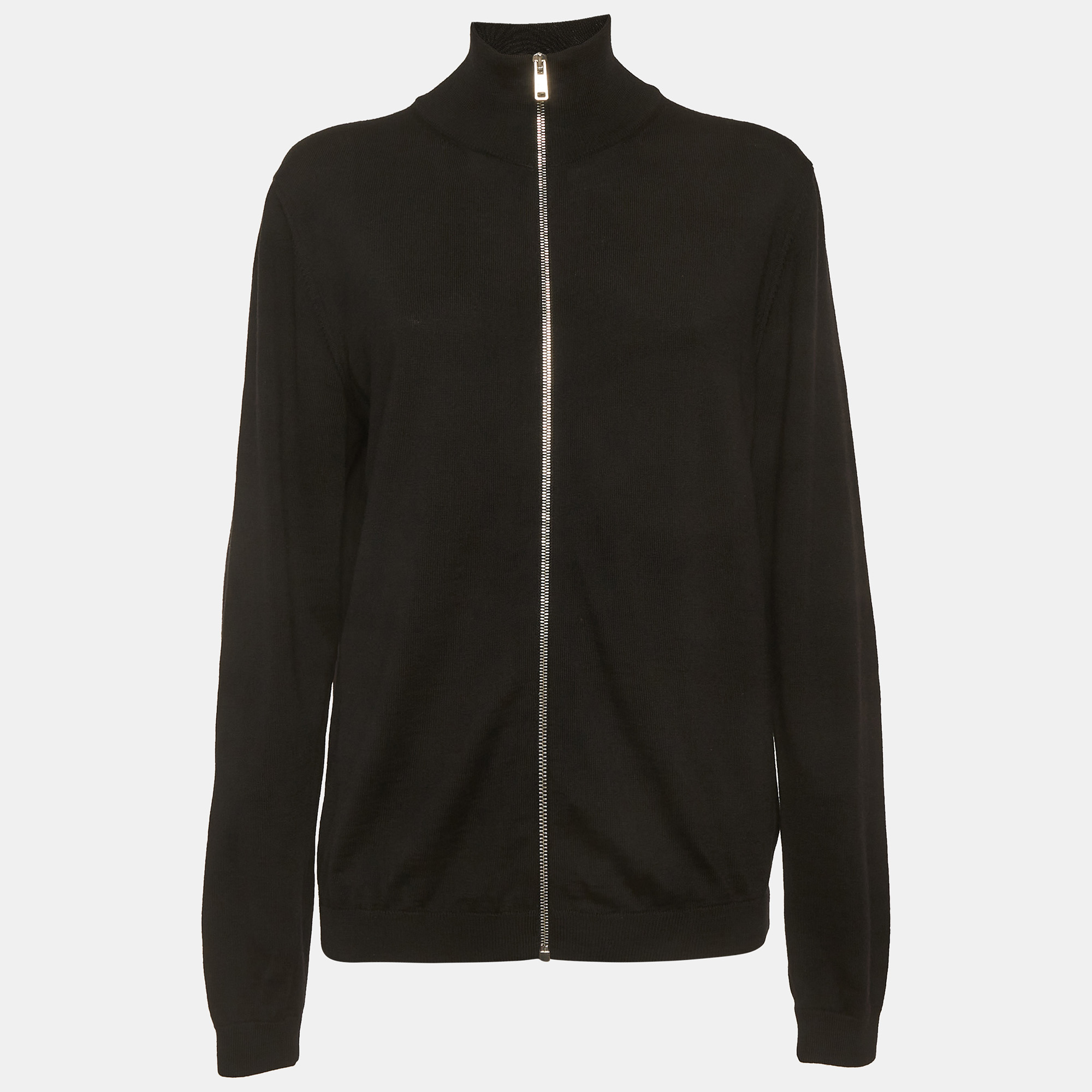 

Prada Black Wool Knit Zip Up Cardigan XL