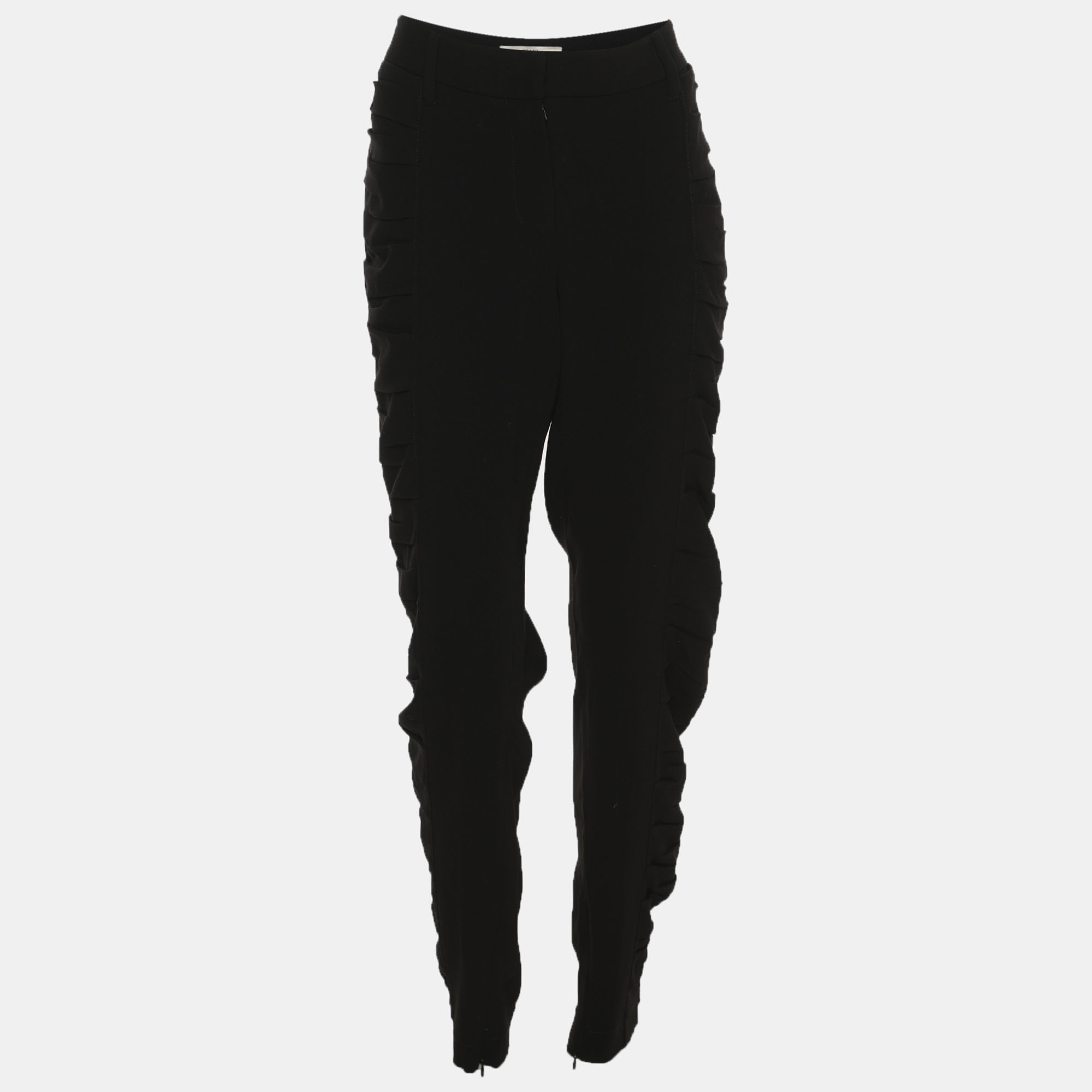 

Prada Black Pleated Crepe Capri Trousers L