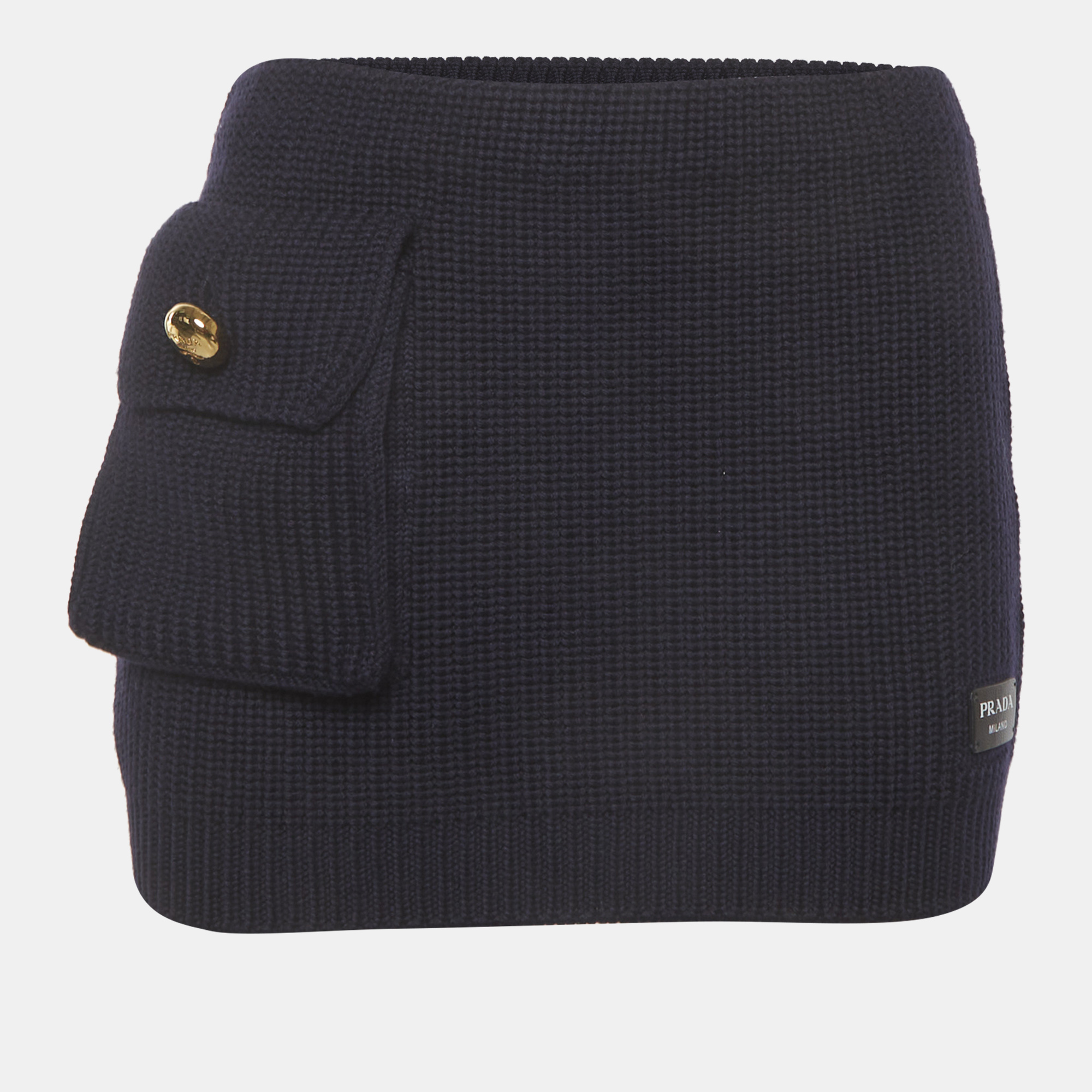 

Prada Navy Blue Rib Knit Mini Skirt S