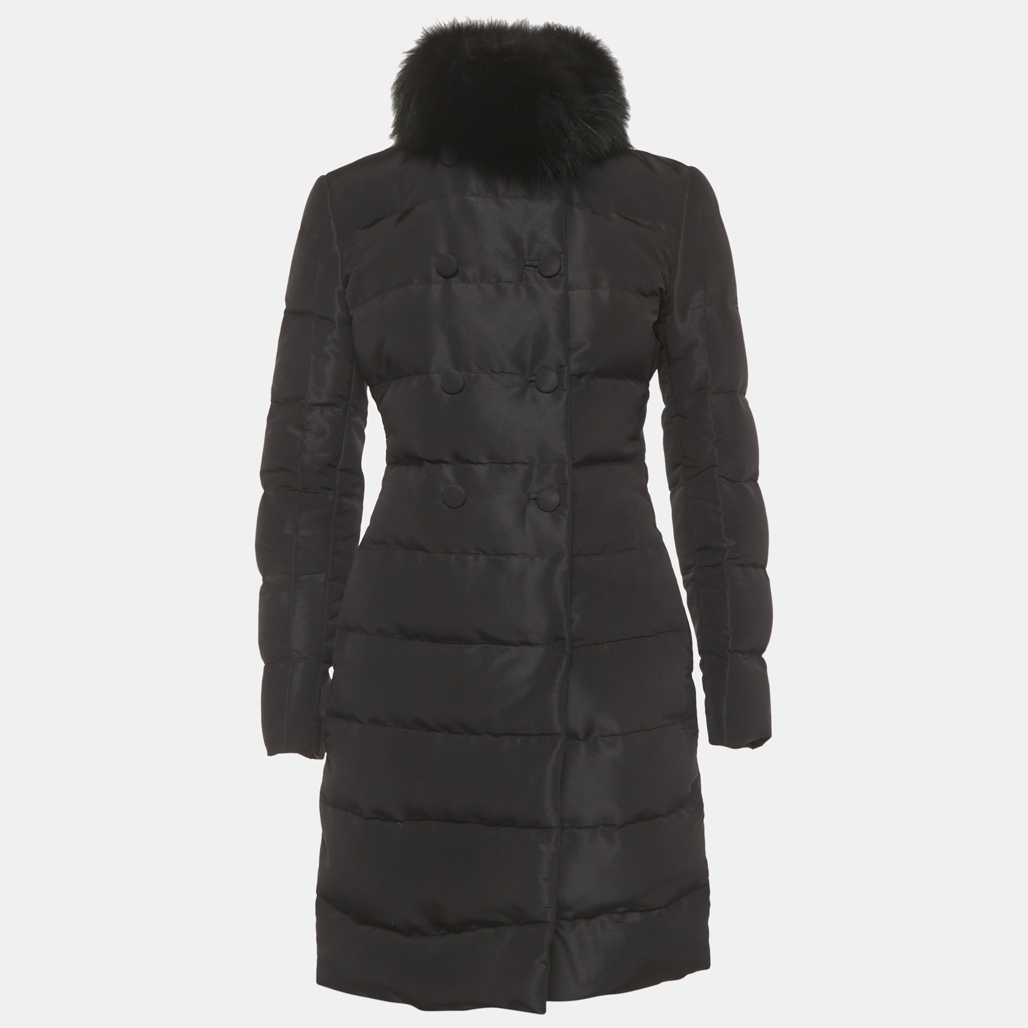 

Prada Black Synthetic Fur Trim Puffer Down Jacket S