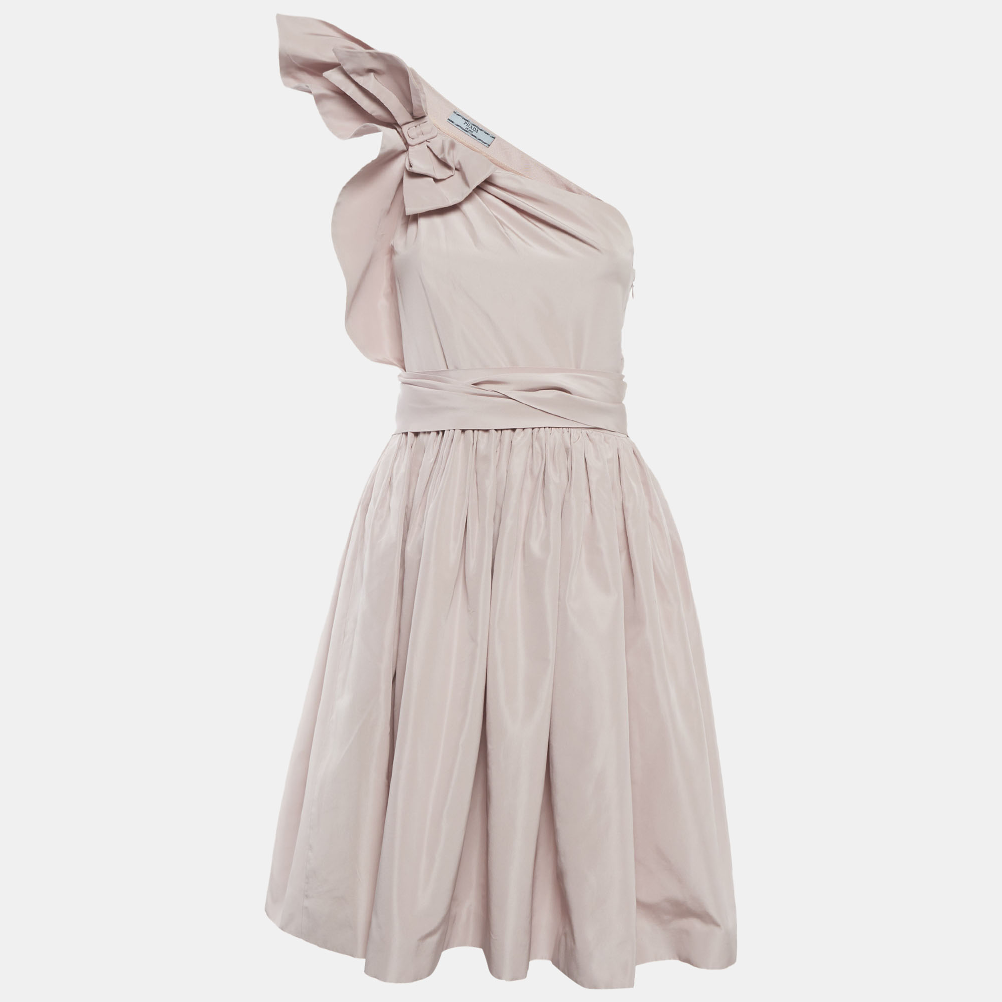 

Prada Pink Silk Blend One Shoulder Mini Dress S