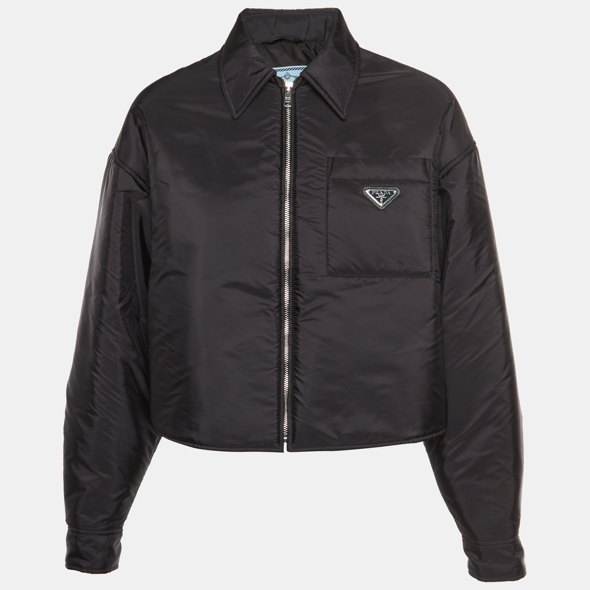 

Prada Black Re-Nylon Oversize Cropped Jacket XS