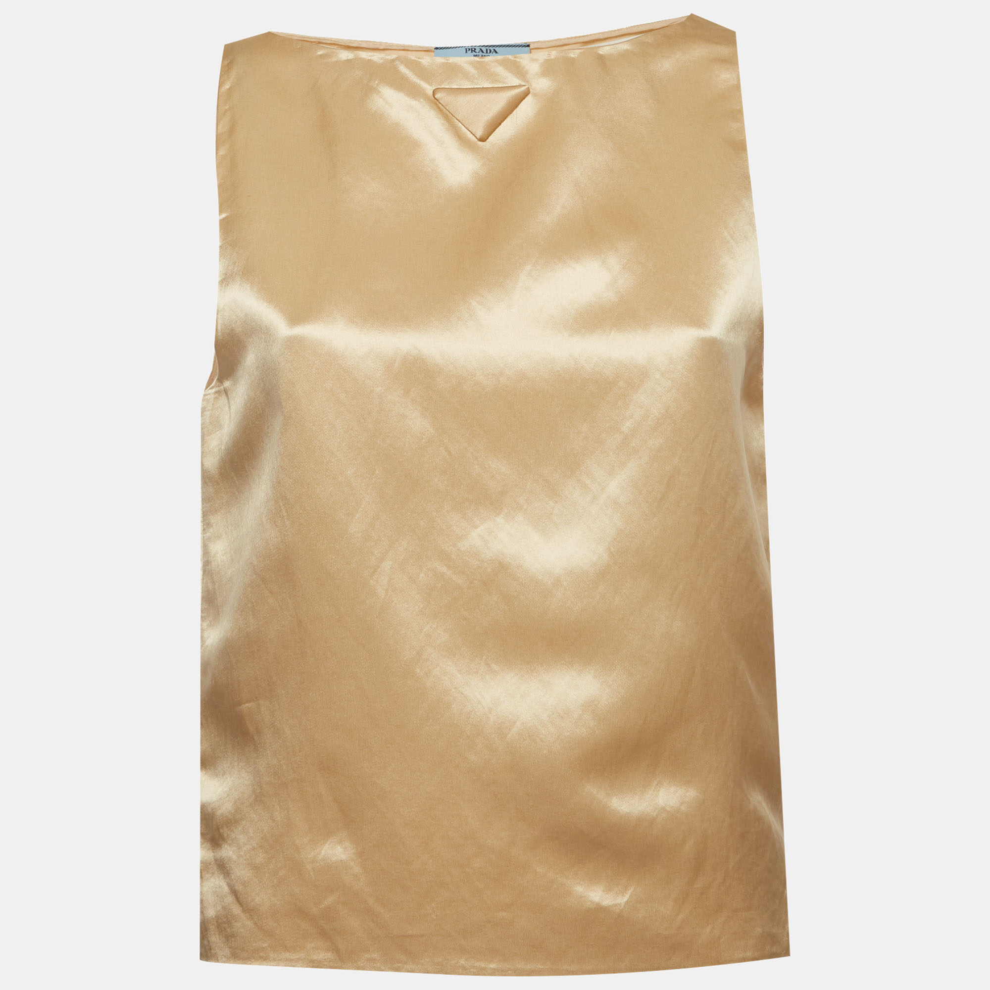 

Prada Beige Satin Zip Up Tank Top S