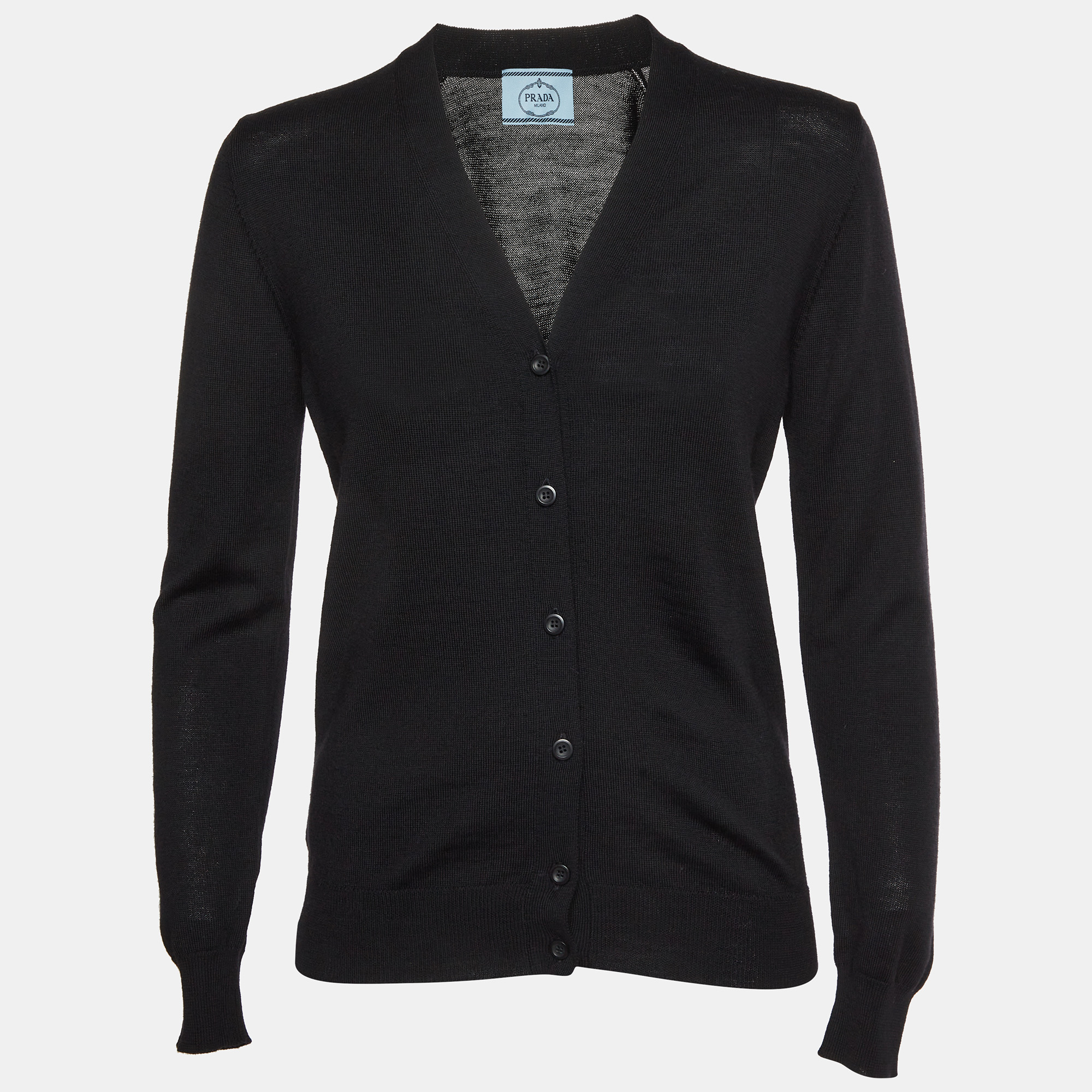 

Prada Black Wool Knit Button Up Cardigan XS