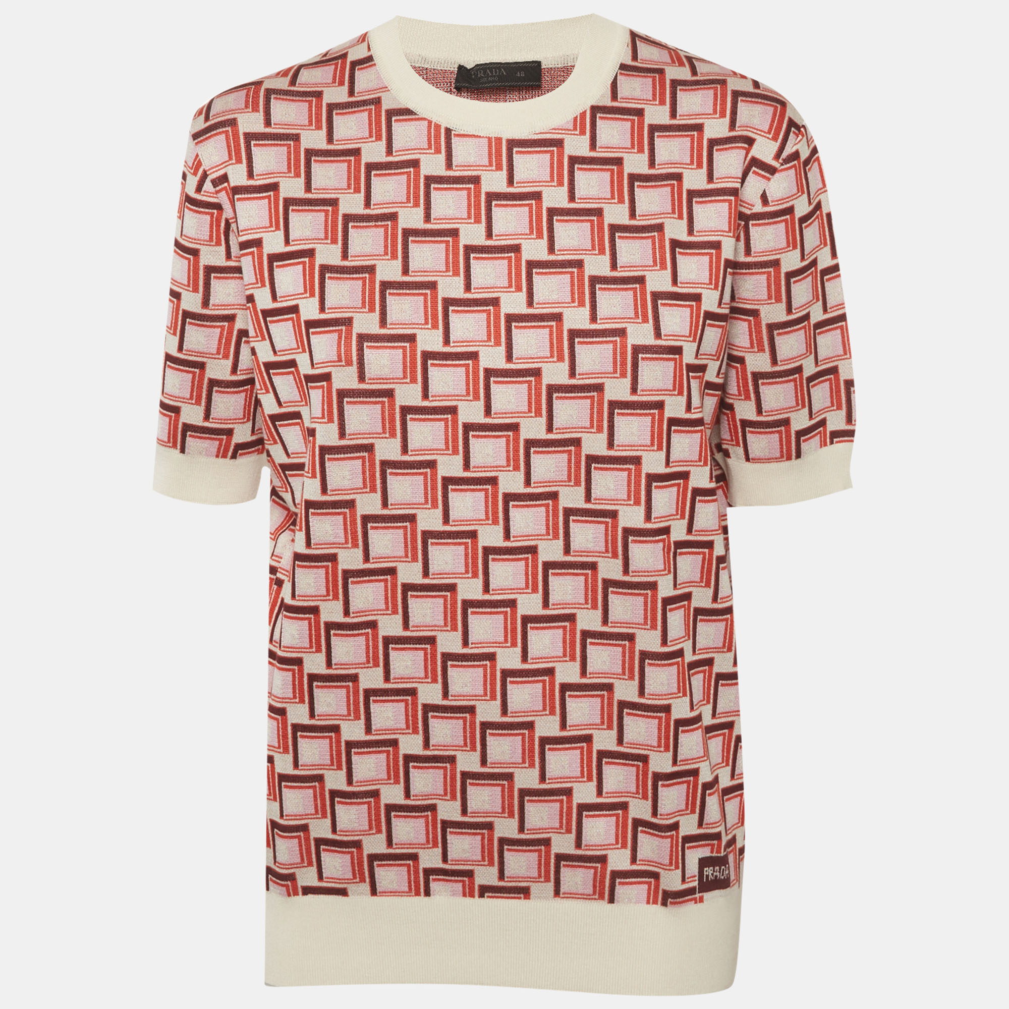 

Prada Multicolour Geometric Pattern Knitted Crewneck Top L, Multicolor