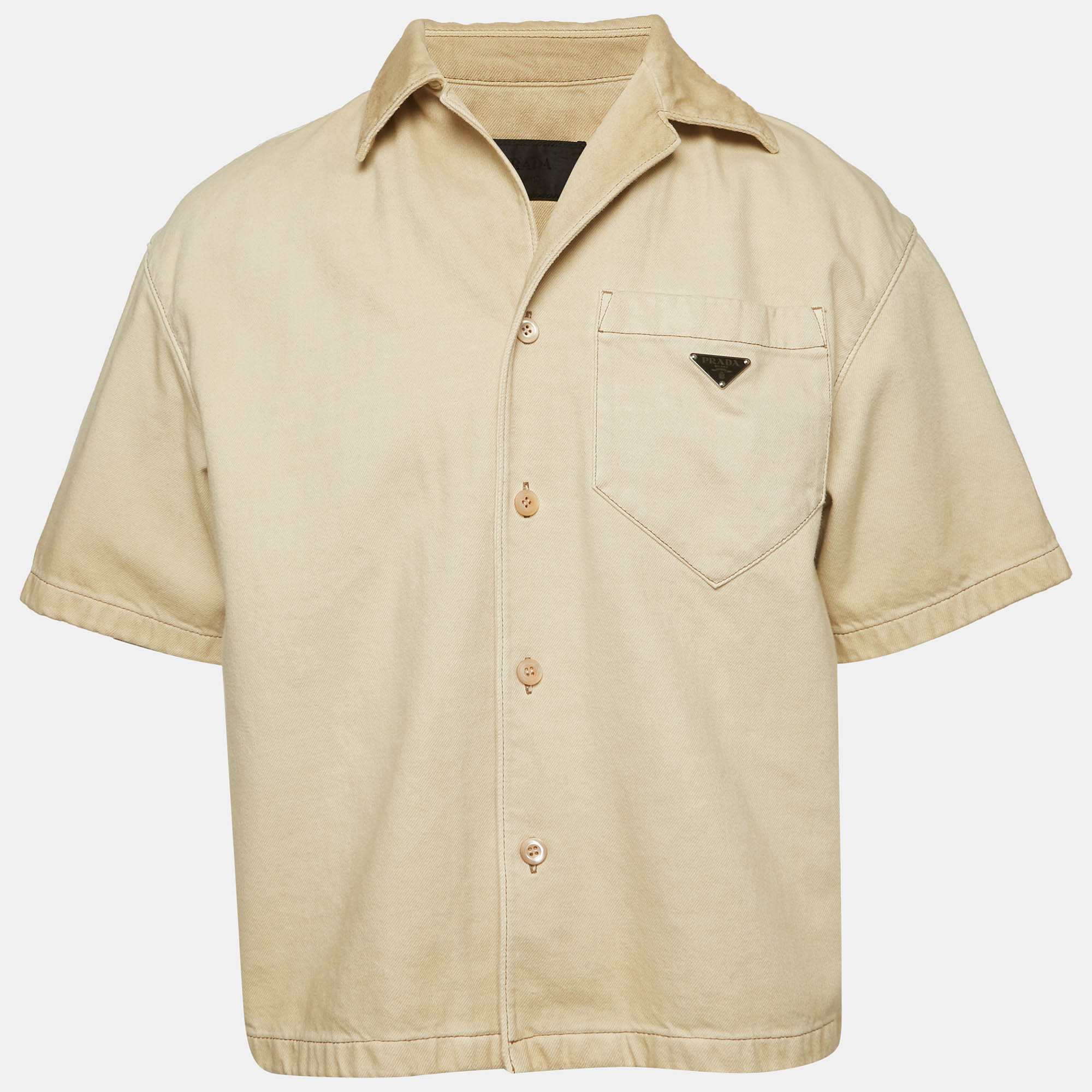

Prada Beige Denim Short Sleeve Shirt S