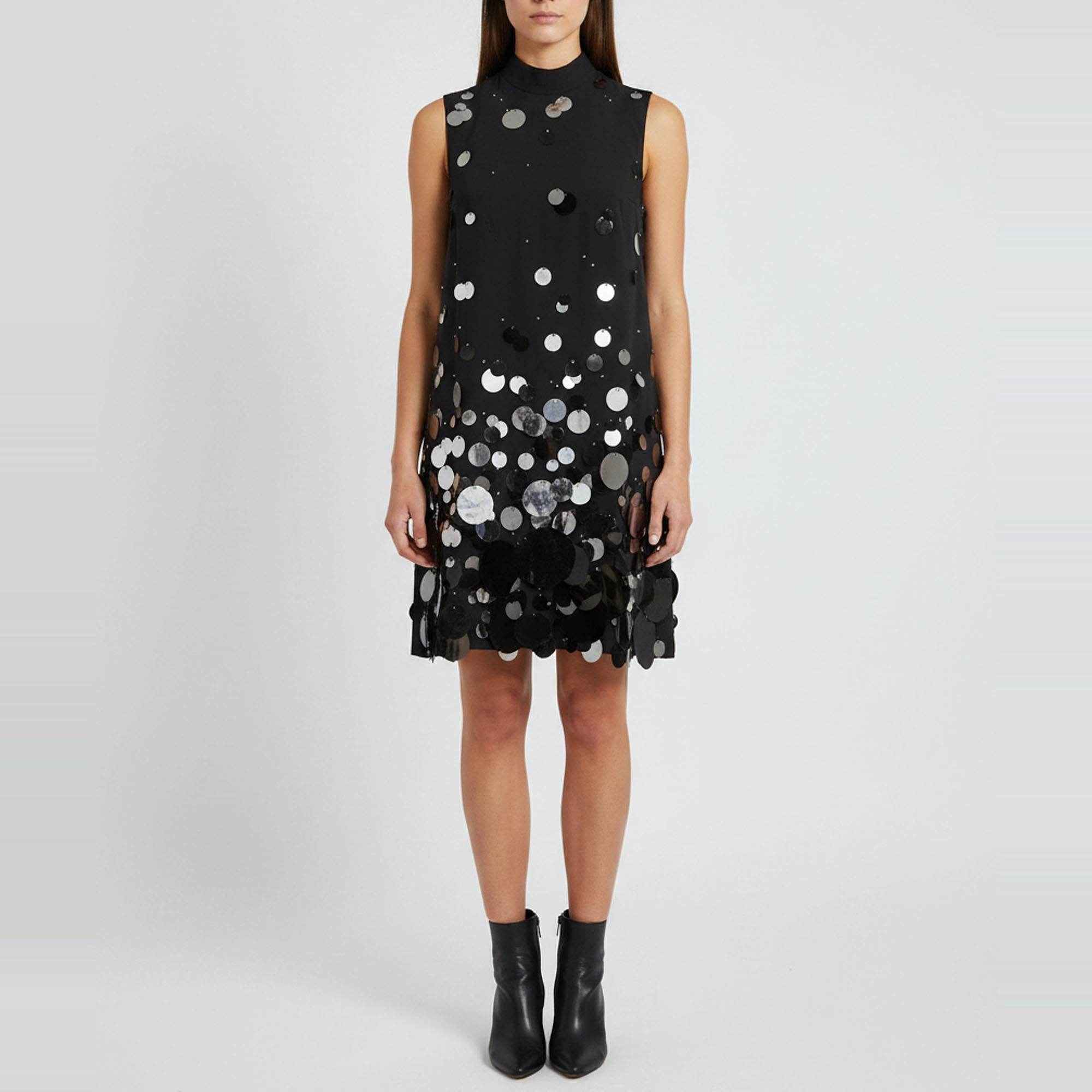

Prada Black Crepe Sleeveless Embellished Mini Dress S