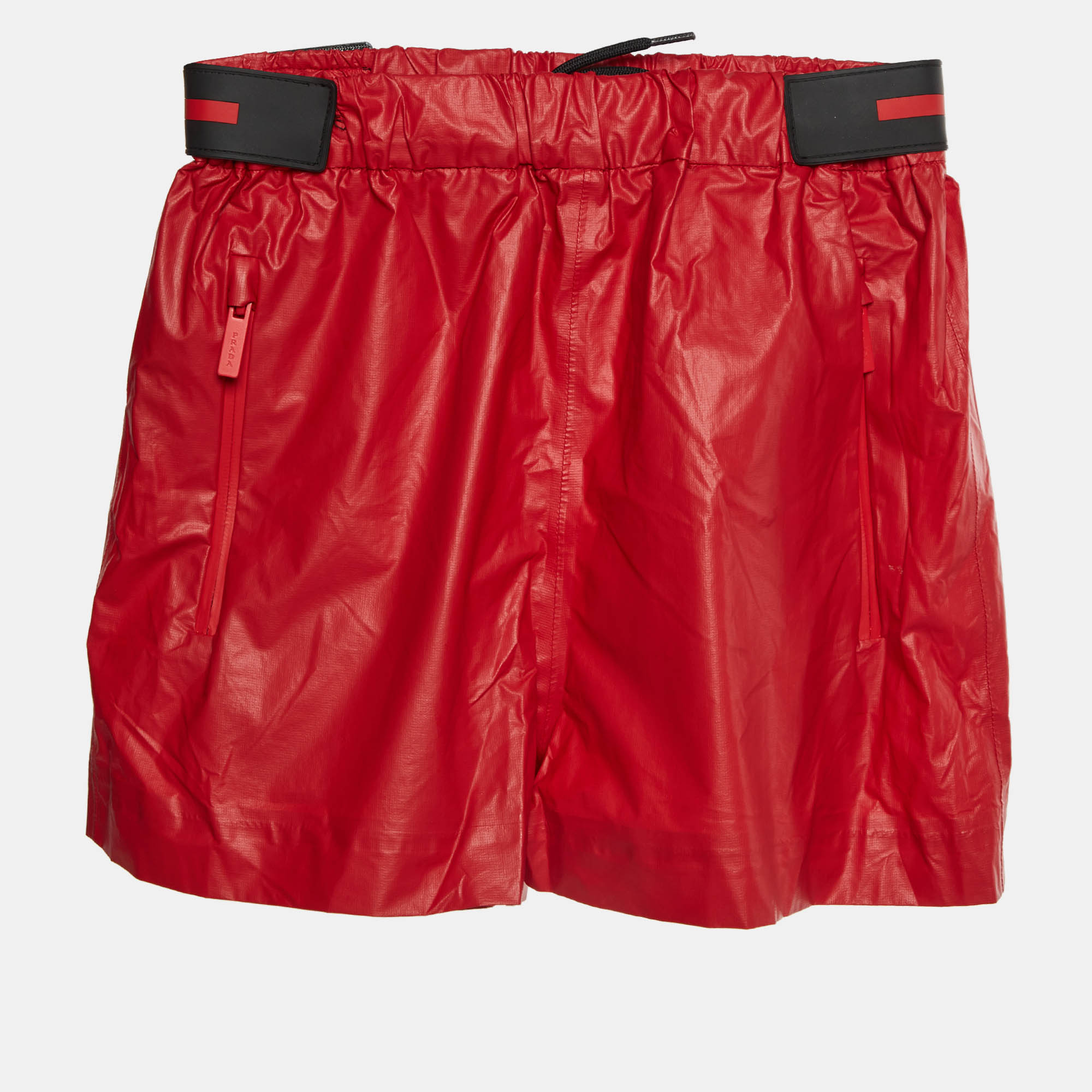 

Prada Sport Red Nylon Logo Patch Detail Shorts XS
