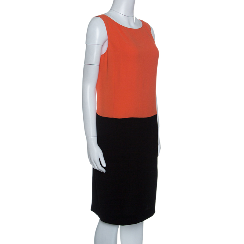 

Prada Colorblock Crepe Sleeveless Midi Dress, Orange