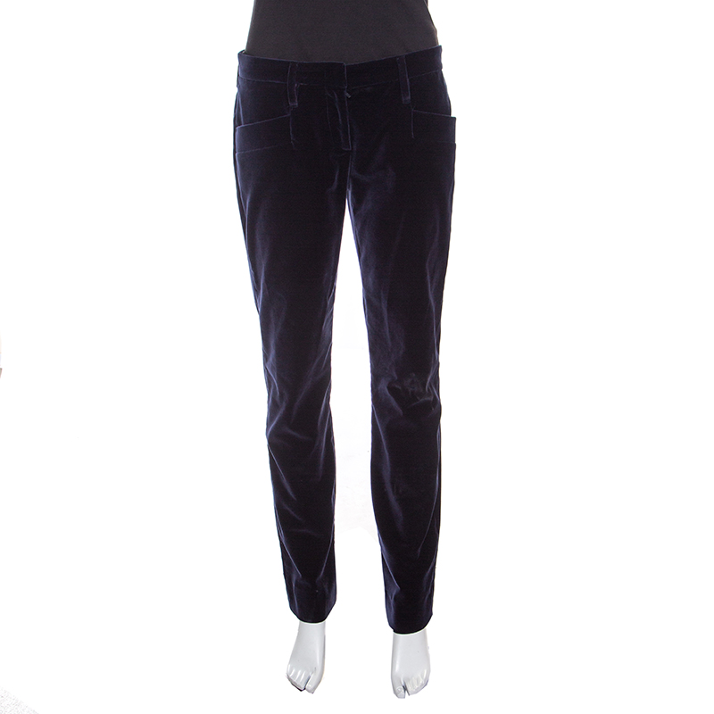 navy blue velvet pants womens