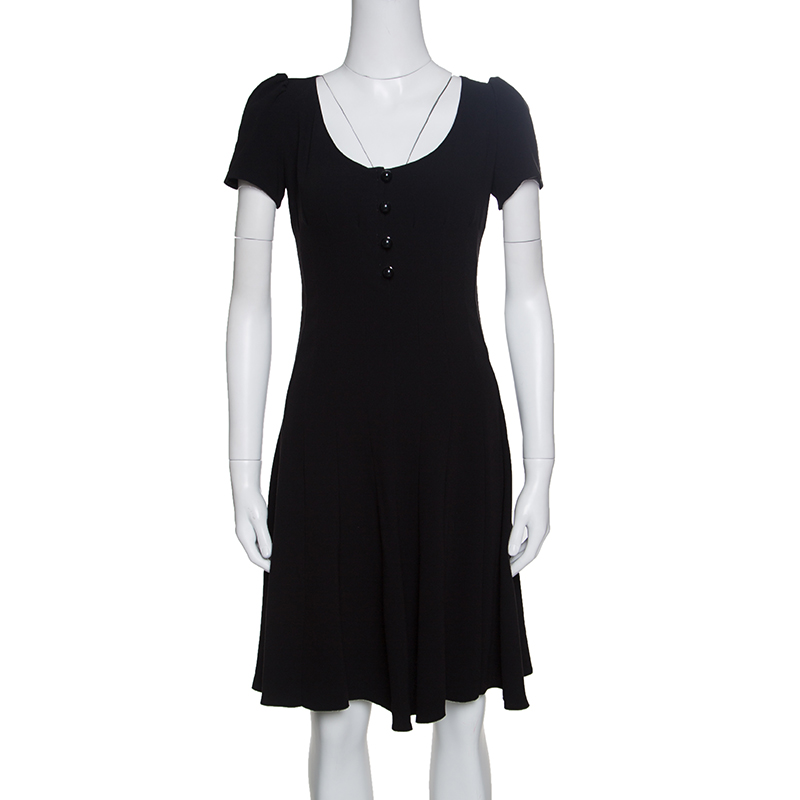 

Prada Black Crepe Paneled Dress S