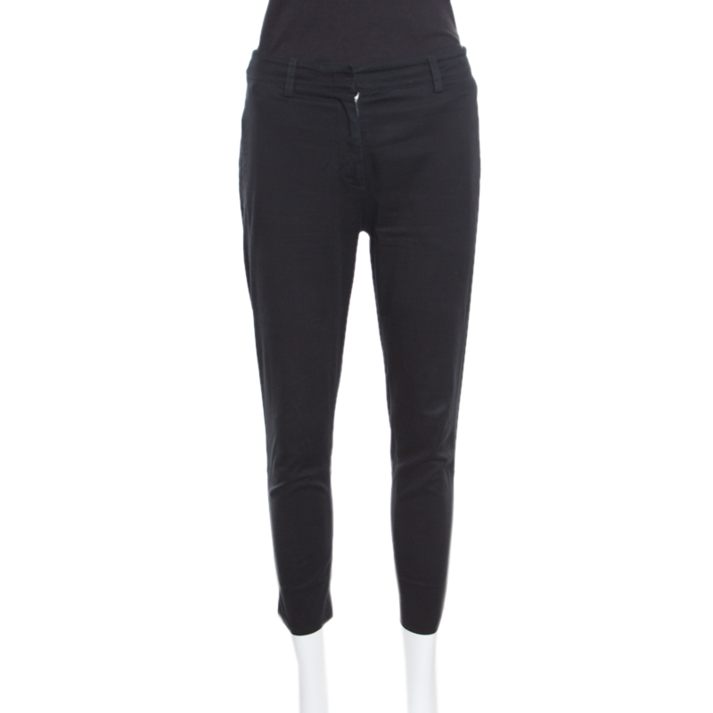 Pre Owned Prada Black Cotton Tailored Pants S