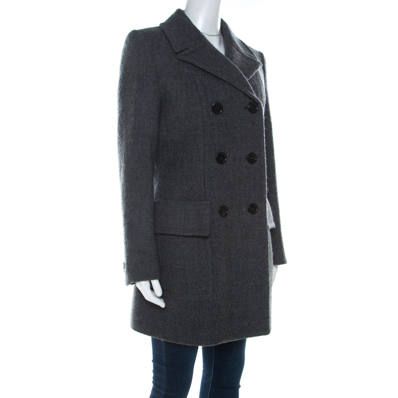 

Prada Grey Wool Double Breasted Tailored Coat