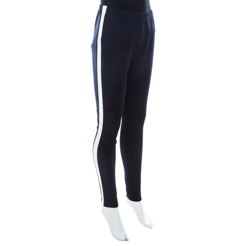 

Prada Navy Blue Cotton Stretch Side Stripe Detail Tapered Track Pants
