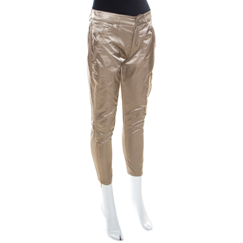 Prada Beige Silky Zip Detail Cargo Pants S Prada | TLC