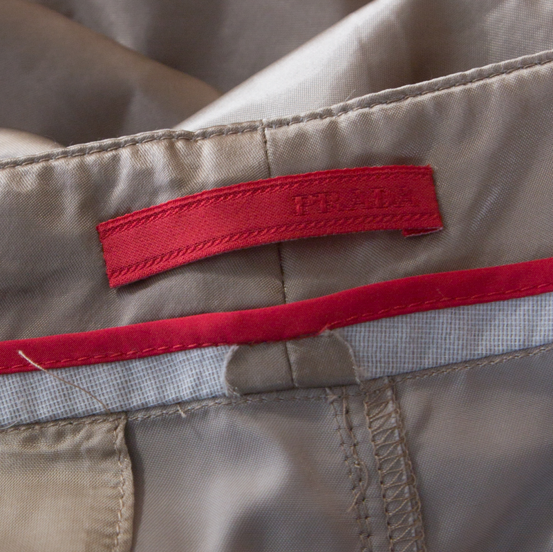 Pre-owned Prada Beige Silky Zip Detail Cargo Pants S