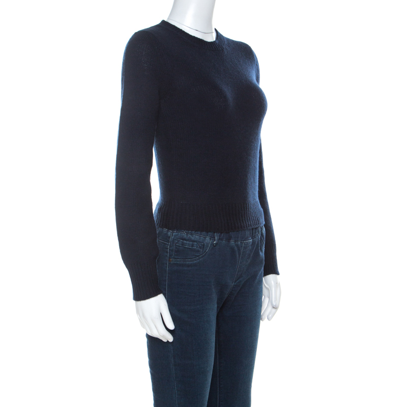 

Prada Navy Blue Wool & Cashmere Knit Sweater
