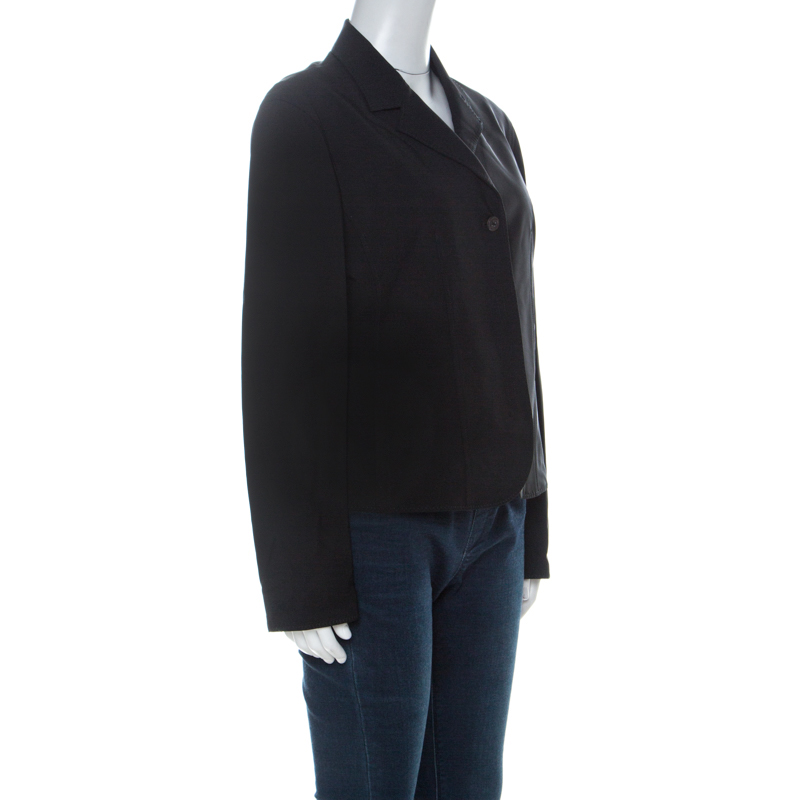 

Prada Black Stretch Hidden Velcro Closure Detail Blazer