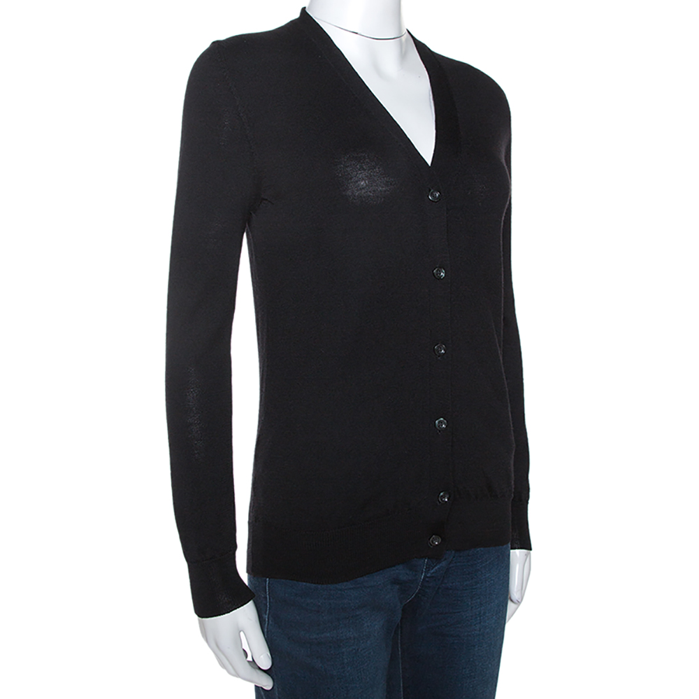 

Prada Black Wool Knit Button Front Cardigan