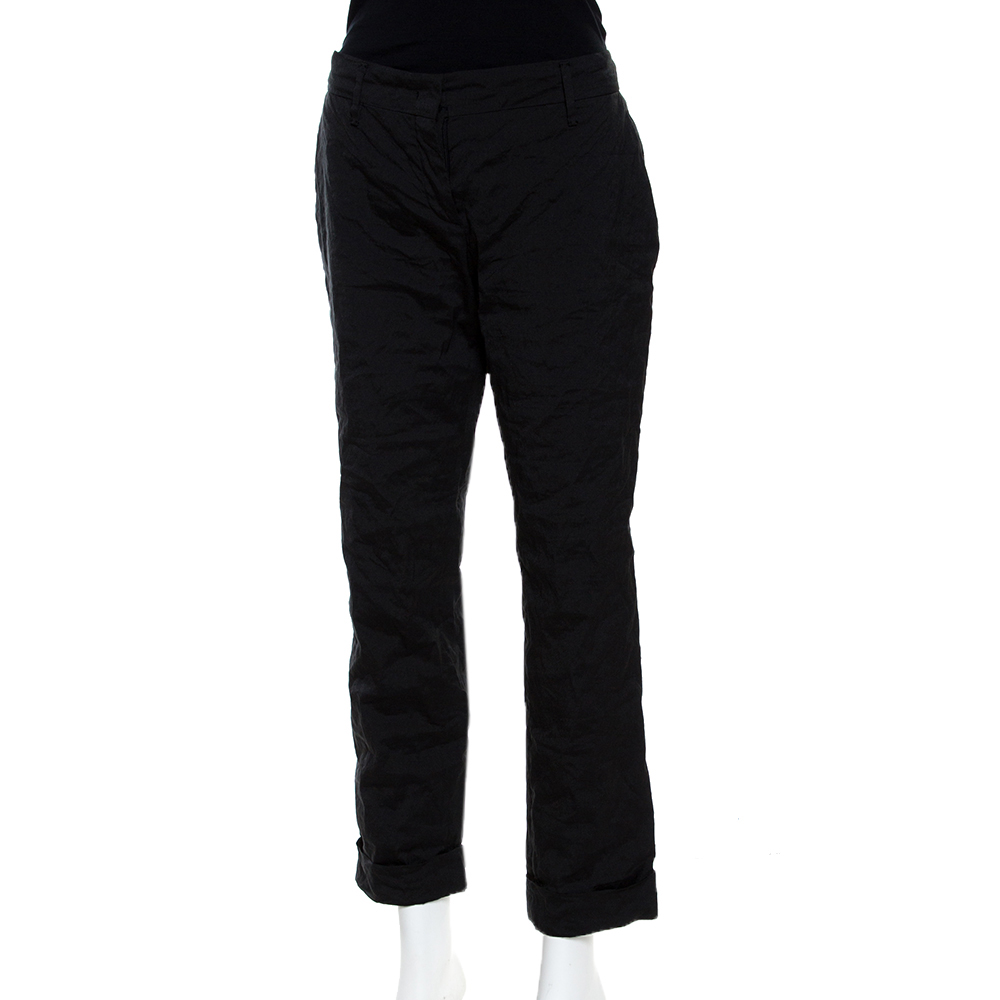 

Prada Black Lurex Cotton Blend Cropped Trousers
