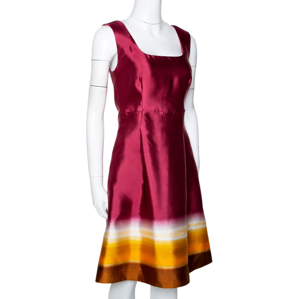 

Prada Maroon Ombre Printed Silk Sleeveless Dress, Red
