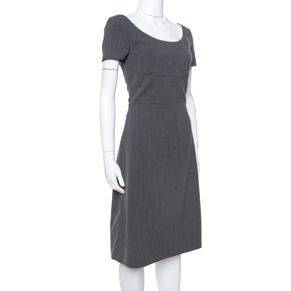 

Prada Grey Wool Short Sleeve Sheath Dress