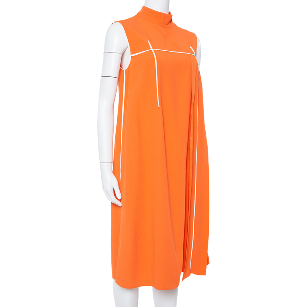 

Prada Orange Crepe Sleeveless Midi Dress