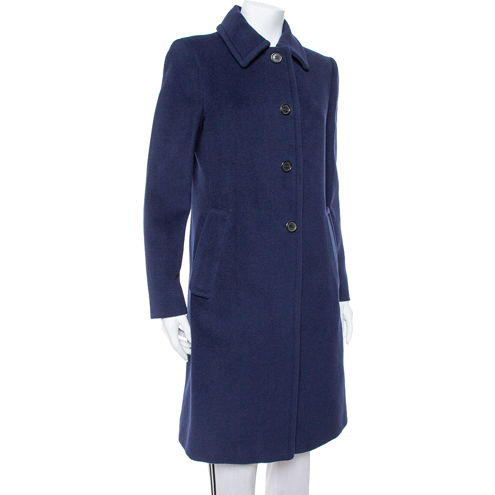 

Prada Navy Blue Wool Button Front Coat