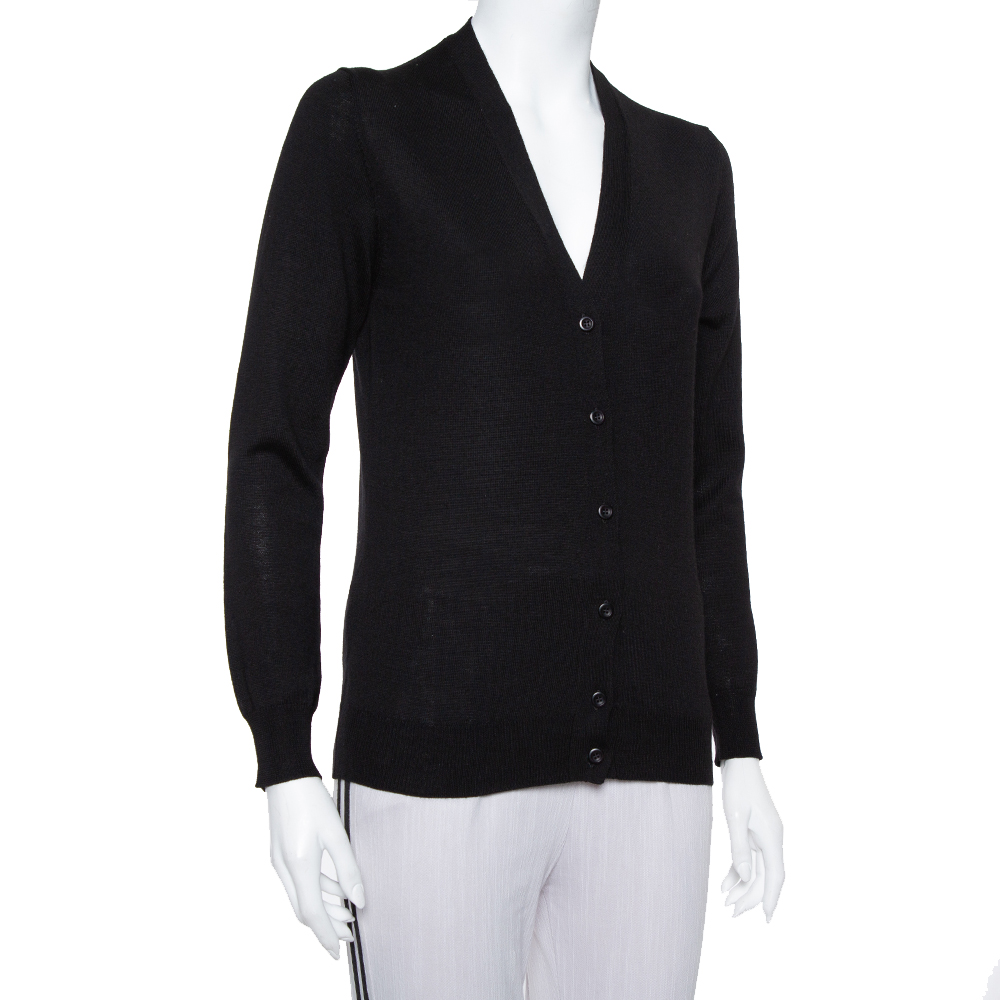 

Prada Black Wool Button Front Cardigan