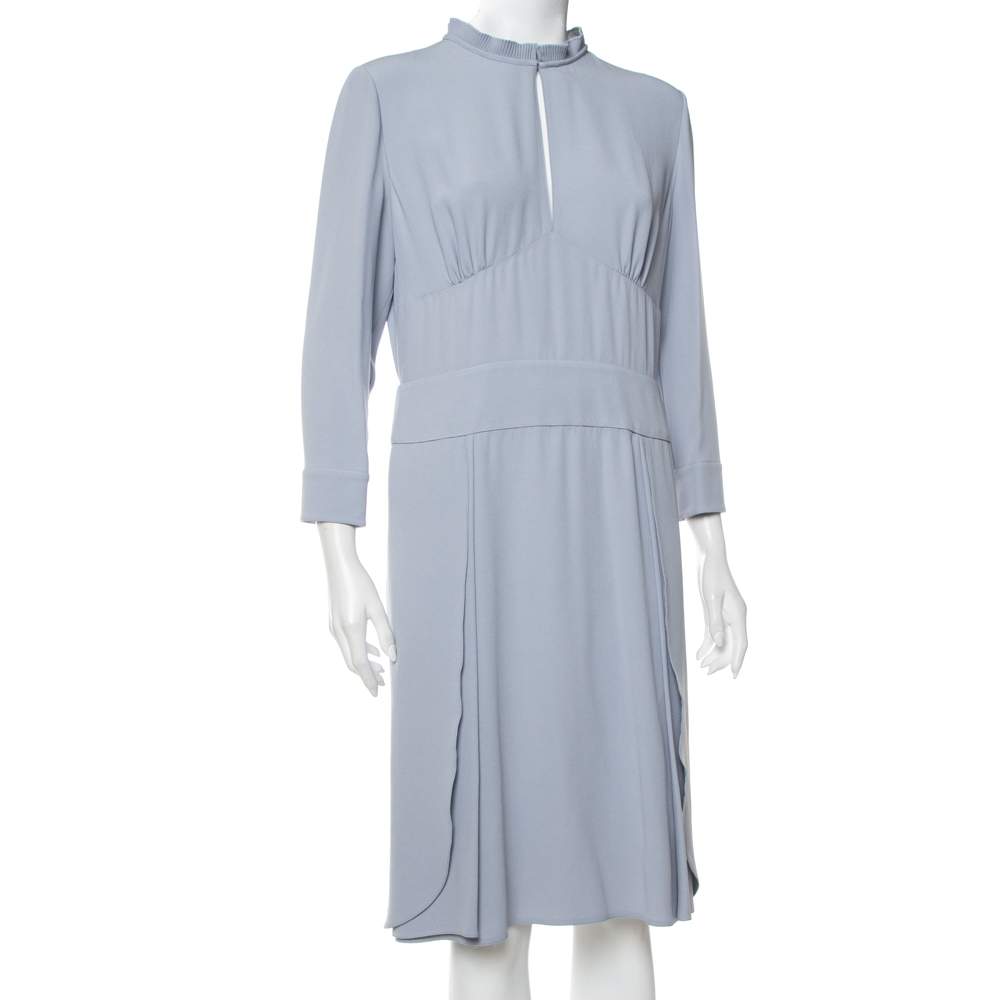 

Prada Pastel Blue Crepe Paneled Midi Dress