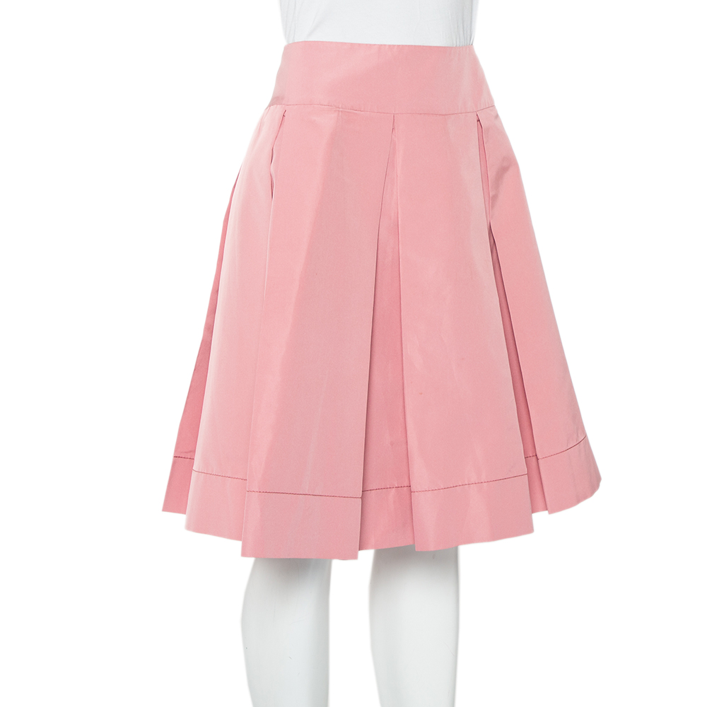 

Prada Pink Satin Pleated Mini Skirt