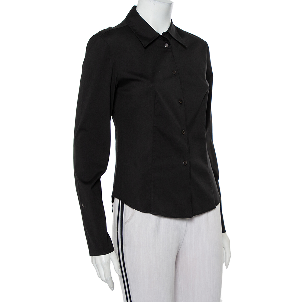 

Prada Black Stretch Cotton Button Front Shirt