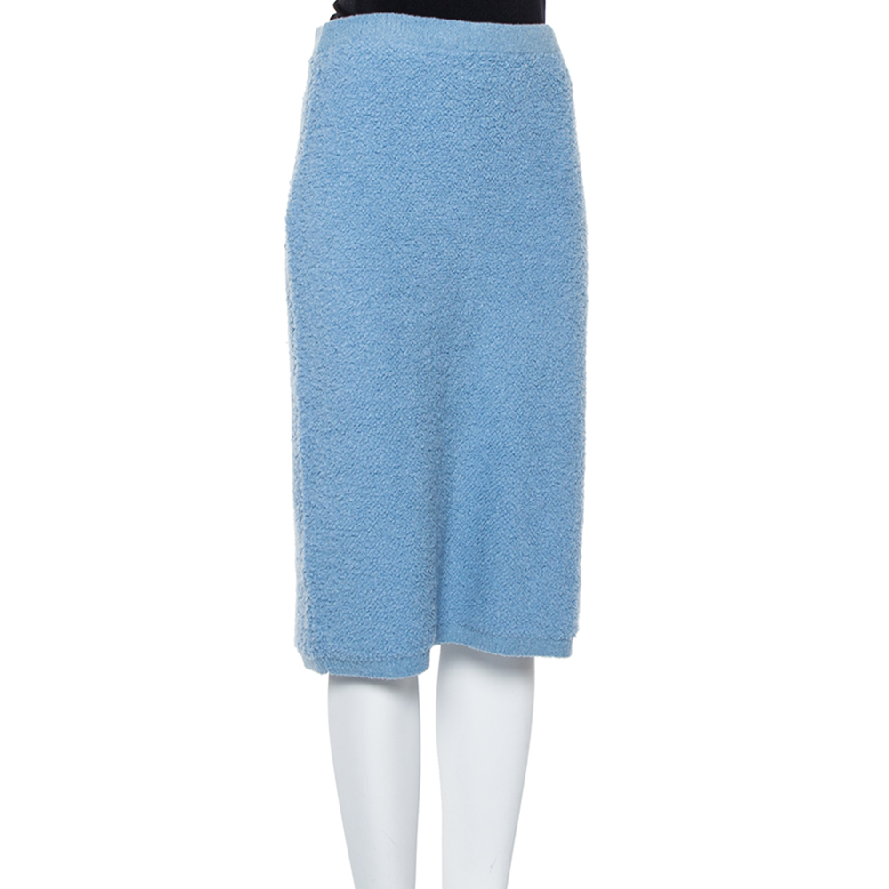 

Prada Blue Alpaca & Cotton Fitted Skirt