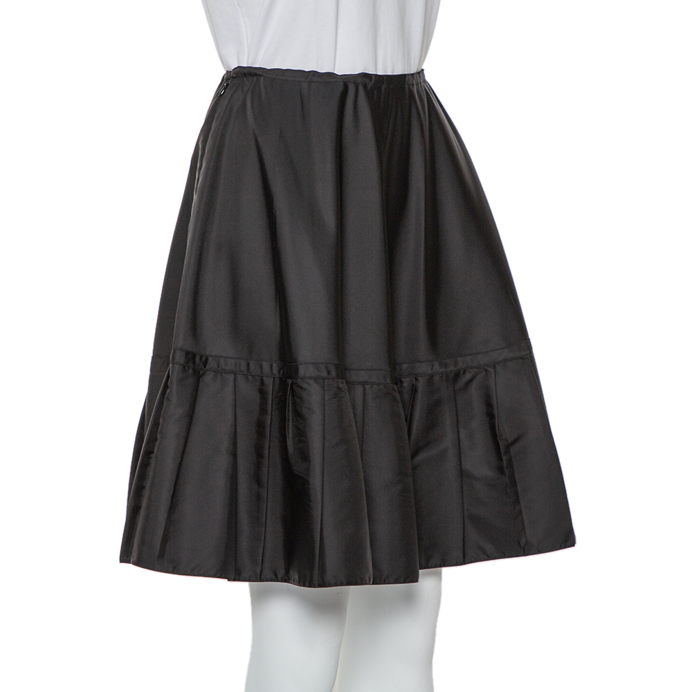 

Prada Black Synthetic Pleated Detail Mini Skirt