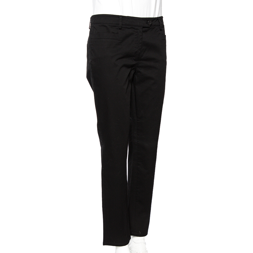 

Prada Black Cotton Overlap Button Detail Formal Trousers