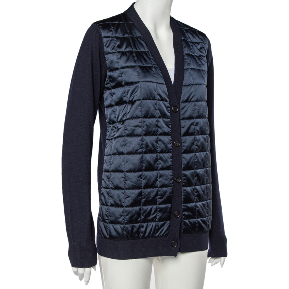 

Prada Navy Blue Wool And Quilted Synthetic Button Front Jacket