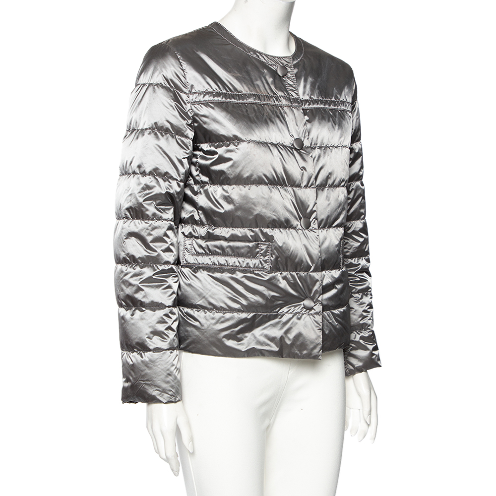 

Prada Grey Quilted Button Front Long Sleeve Jacket