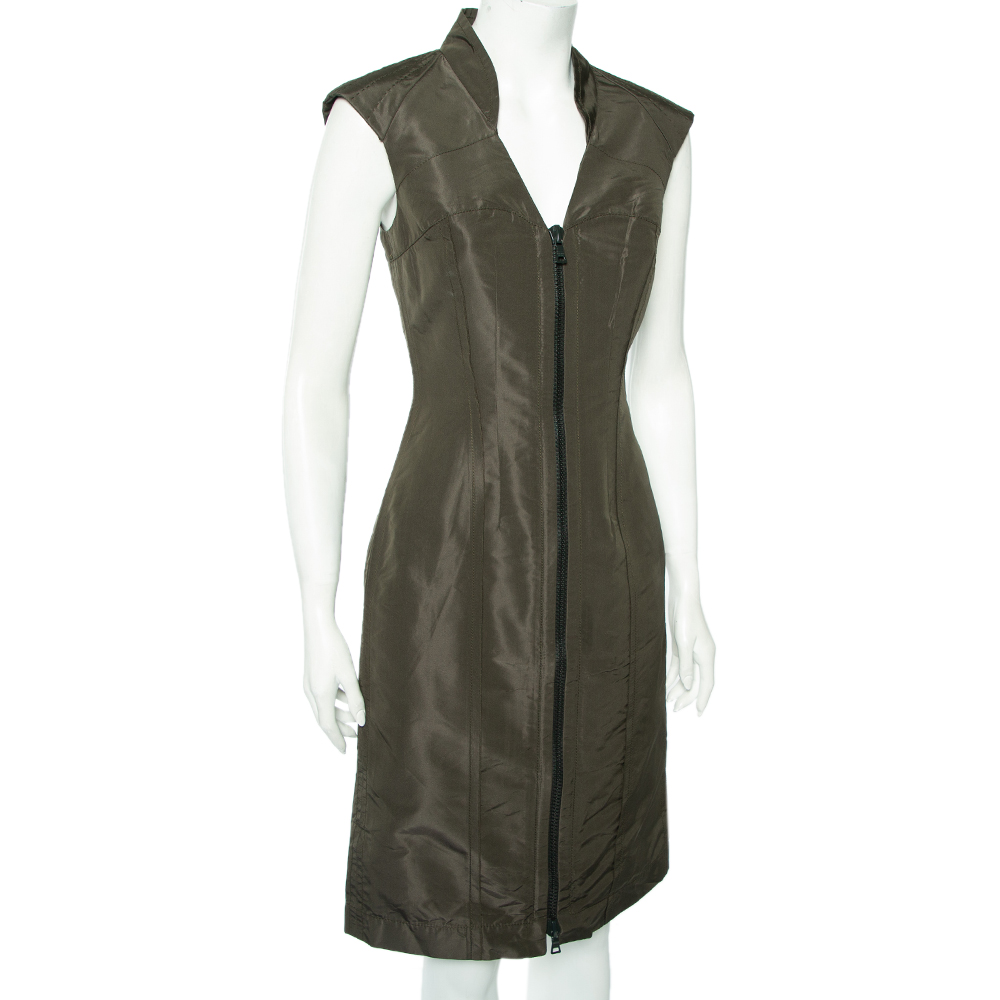 

Prada Dark Green Synthetic Sleeveless Sheath Dress