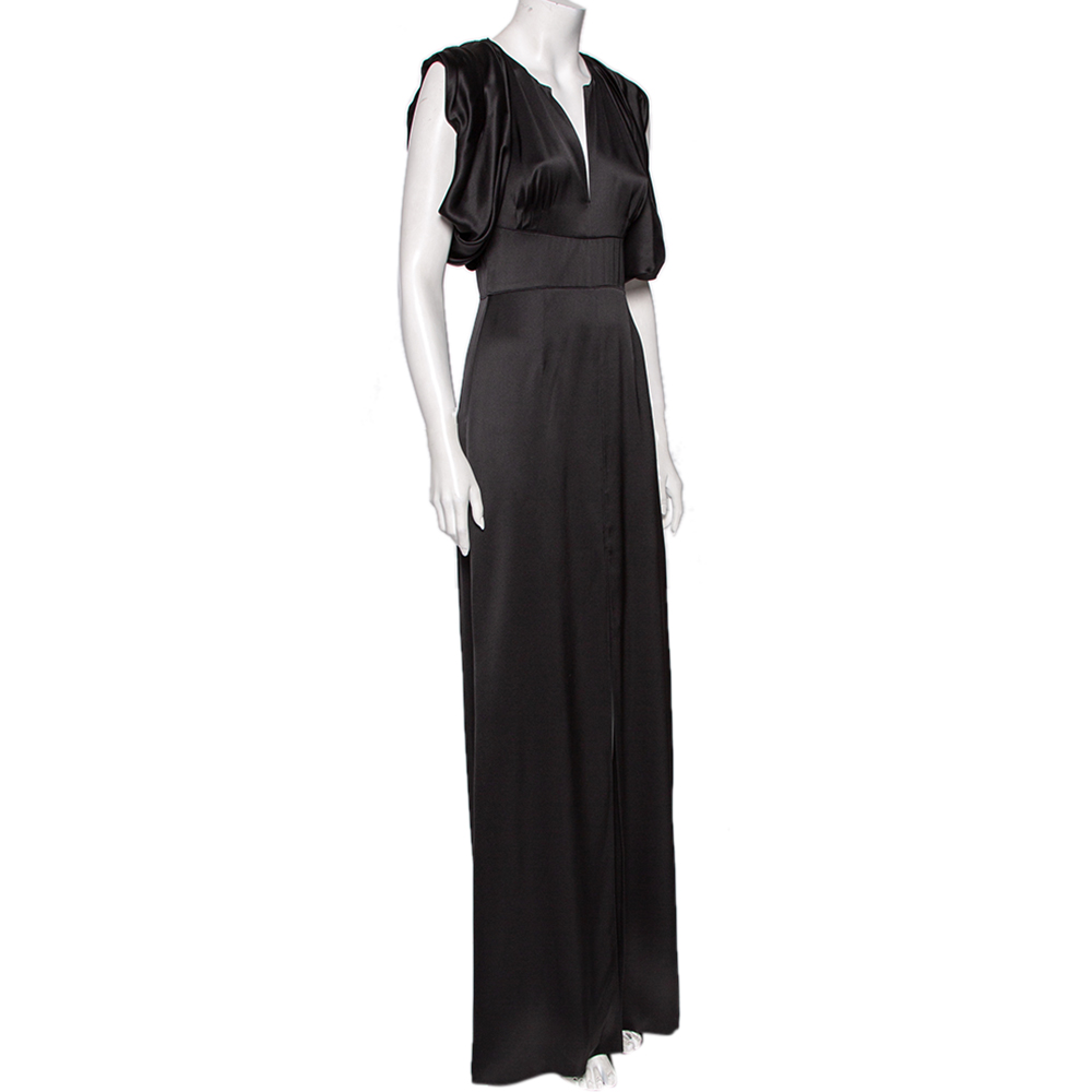 

Prada Black Satin V-Neck Draped Gown