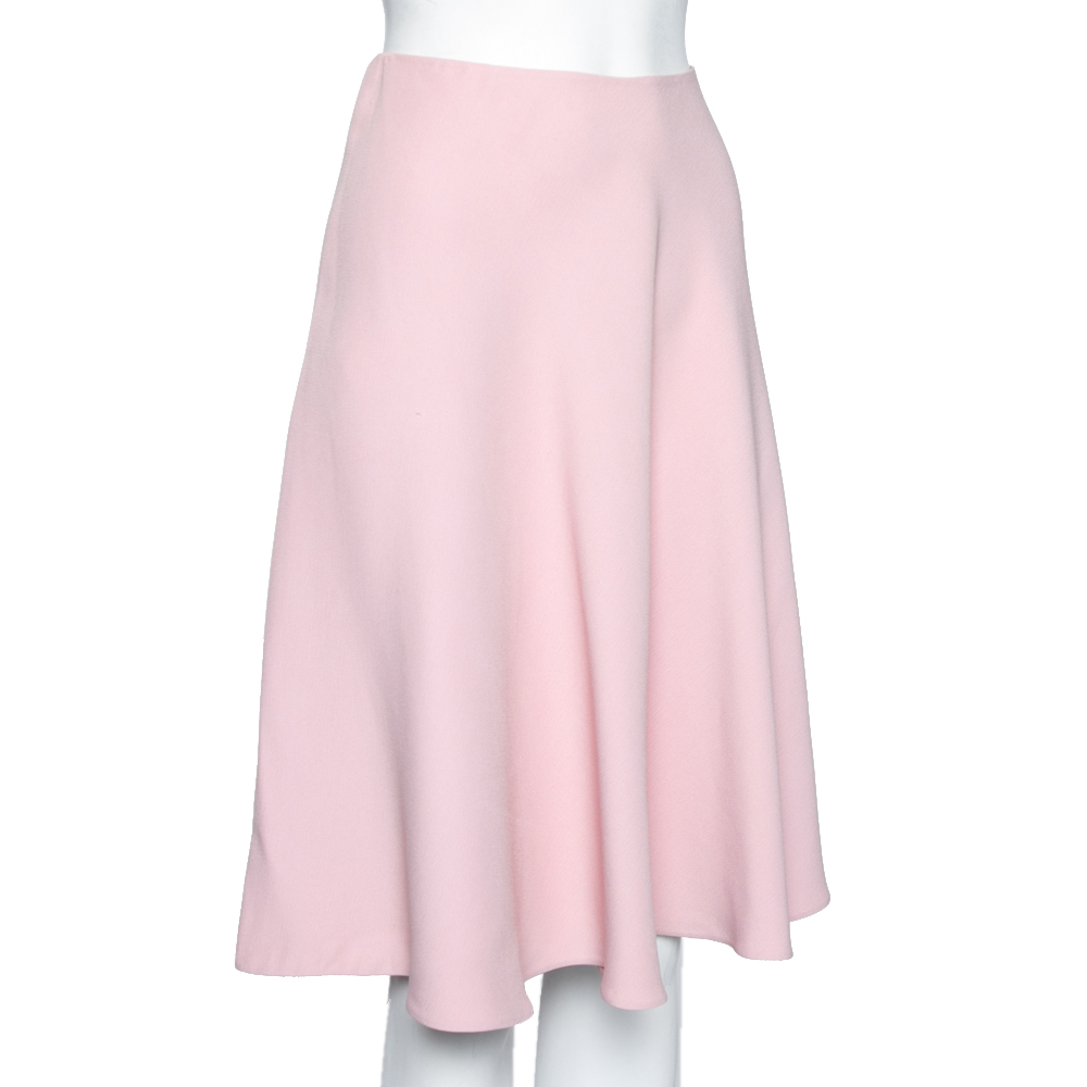 

Prada Pink Crepe Flared Knee Length Skirt